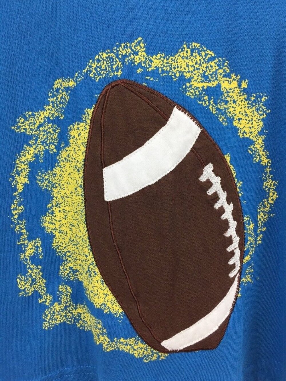 CR Rugged Boys Size 7 Blue & Yellow Football Applique Long Sleeve Raglan Shirt - Picture 5 of 7